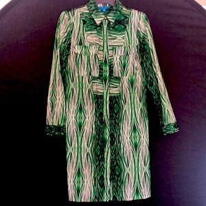 Derek Lam green, black and white graphic print  dress